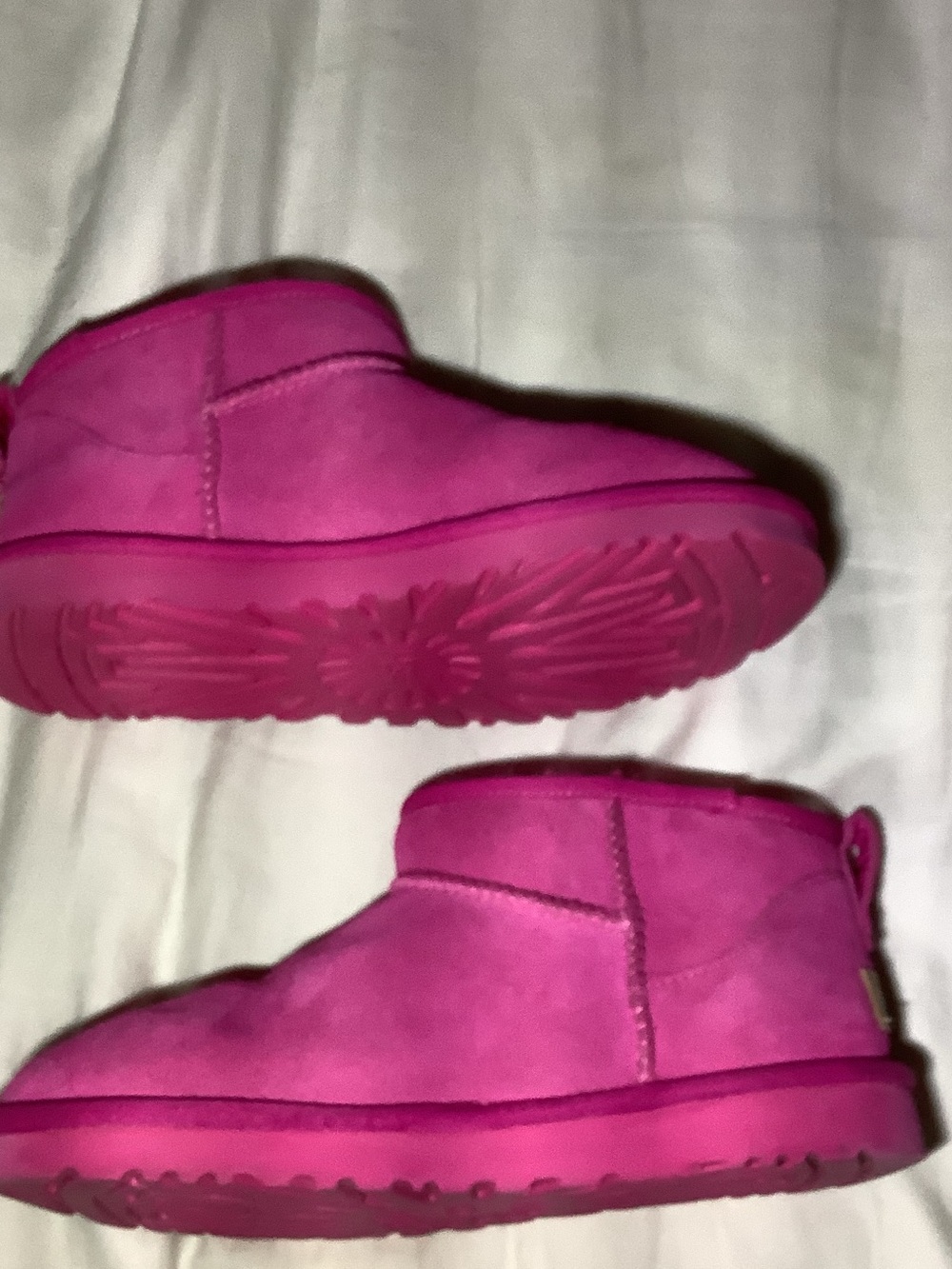 UGG Bright Pink Suede Shearling Ankle Booties - Picture 4 of 7